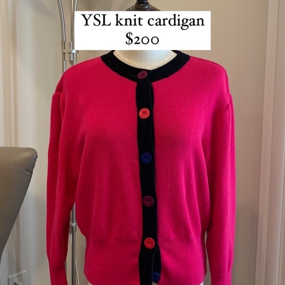 Vintage Yves Saint Laurent cardigan fuchsia - Picture 2 of 13